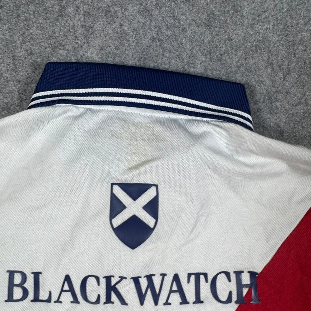 Polo Ralph Lauren Shirt Mens M Red White Blackwatch Polo Team Custom Fit Graphic